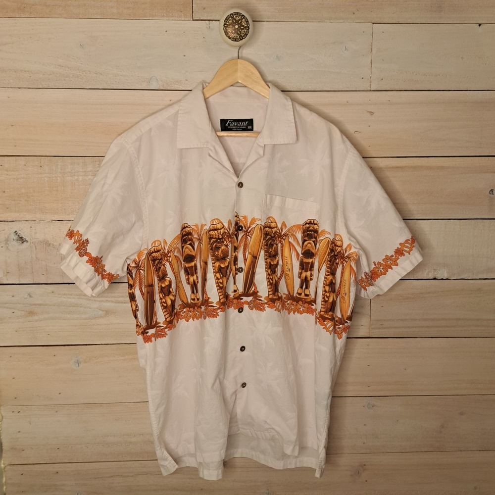 Aloha Grunge Vintage Inspired Favant Hawaiian‎ Men's Large Button Down Tropical